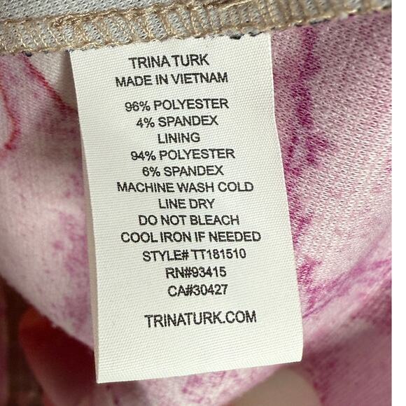 Trina Turk Robles Watercolor Art Sleeveless Halter Style Mini Dress 2 Pink Black - Picture 11 of 15